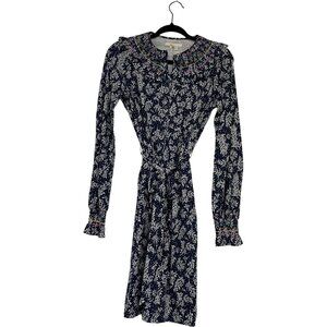 Boden Womens Dress UK 8R US 4R Navy Blue Smocked Jersey Leafy Sprig D0038 NWT